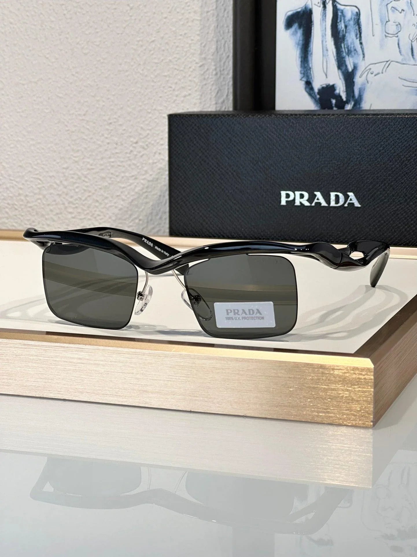 PRADA PR A15S - BLACK-PEACH-GREEN | SUNGLASSES Unisex  🟥