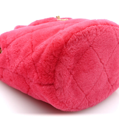 Shearling Quilted Bucket Bag Fuchsia