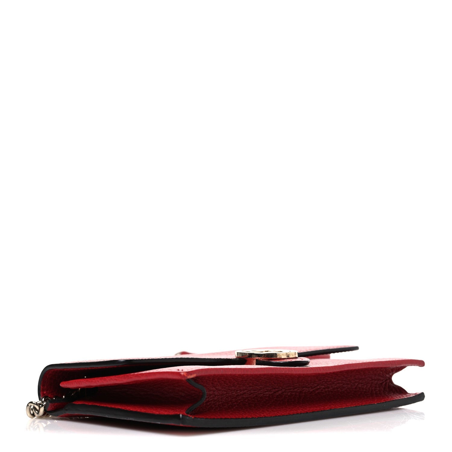 Dollar Calfskin Interlocking G Chain Wallet Red
