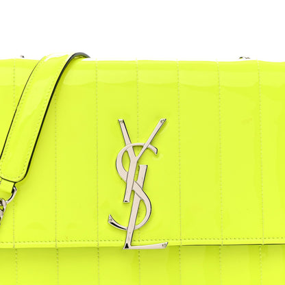 Patent Calfskin Matelasse Monogram Vicky Chain Wallet Neon Yellow