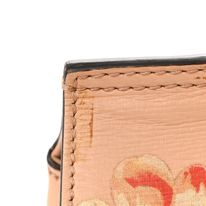 Shangai Calfskin Blooms Print Small Bamboo Daily Top Handle Bag Pink Apricot Multicolor