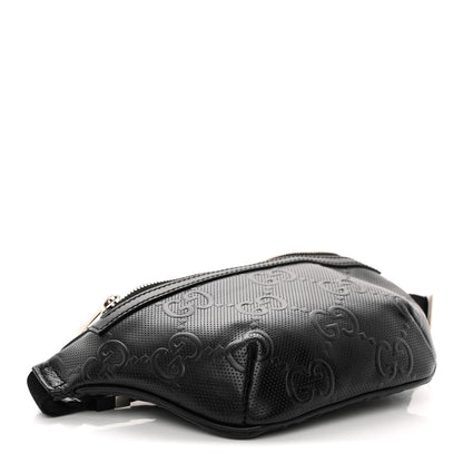 Calfskin GG Tennis Embossed Belt Bag Black