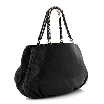 Crinkled Lambskin Mia Tote Black