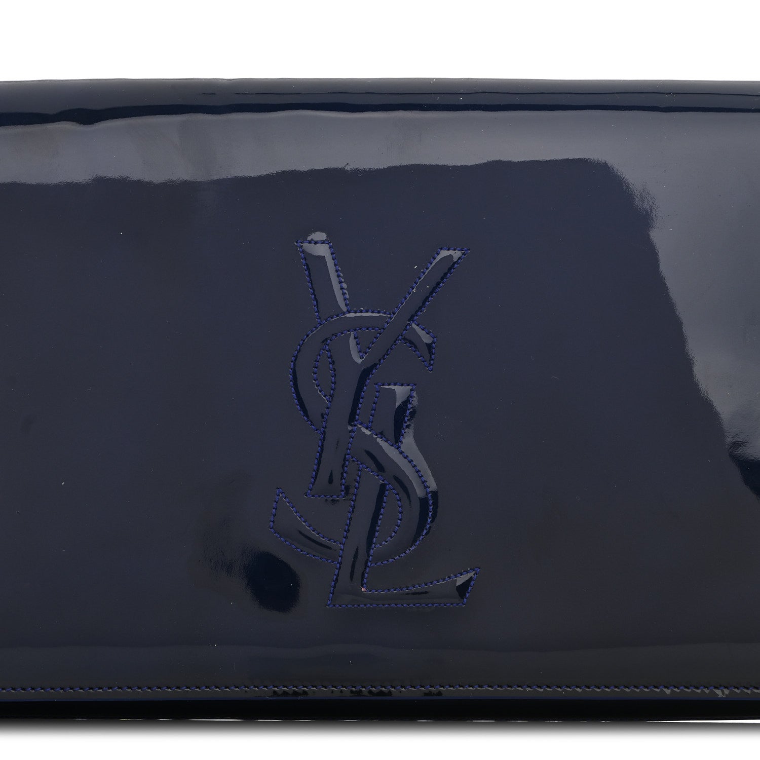 Patent Calfskin Monogram Large Belle De Jour Clutch Royal Blue