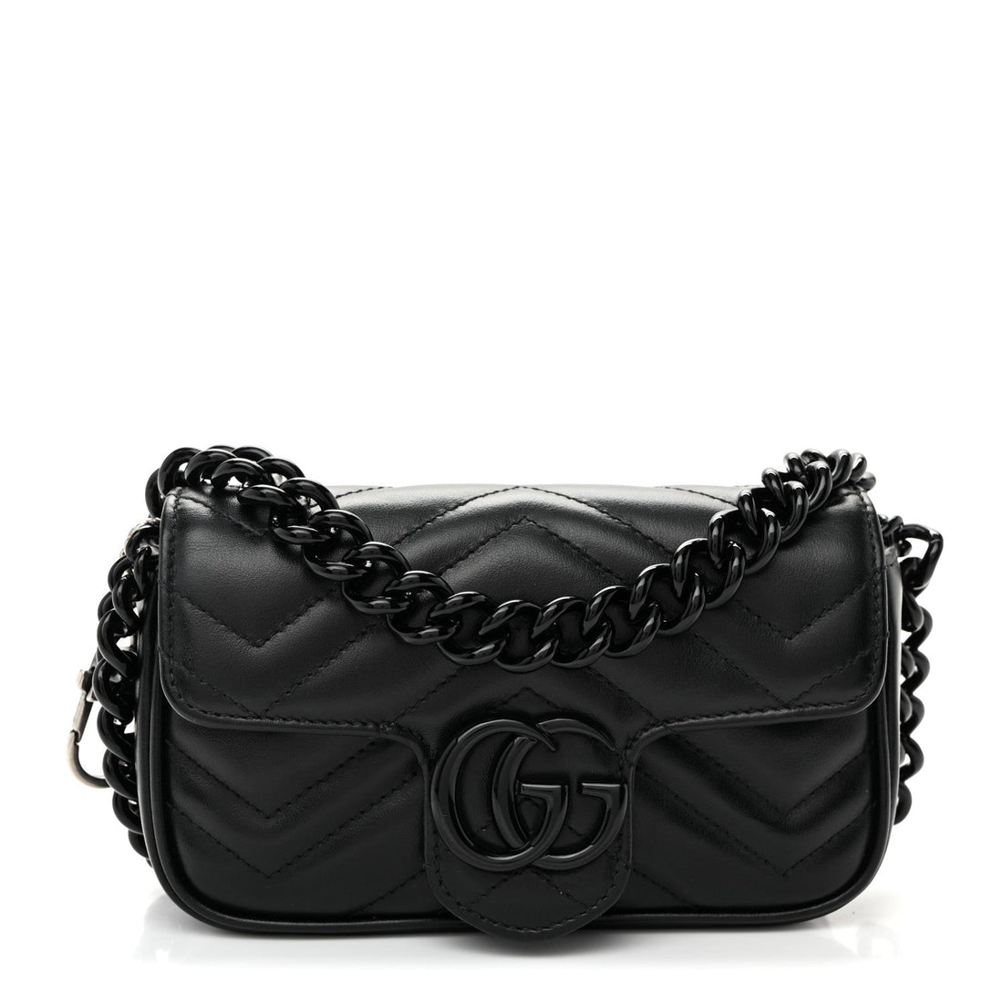 Calfskin Matelasse Monochrome GG Marmont Chain Belt Bag Black