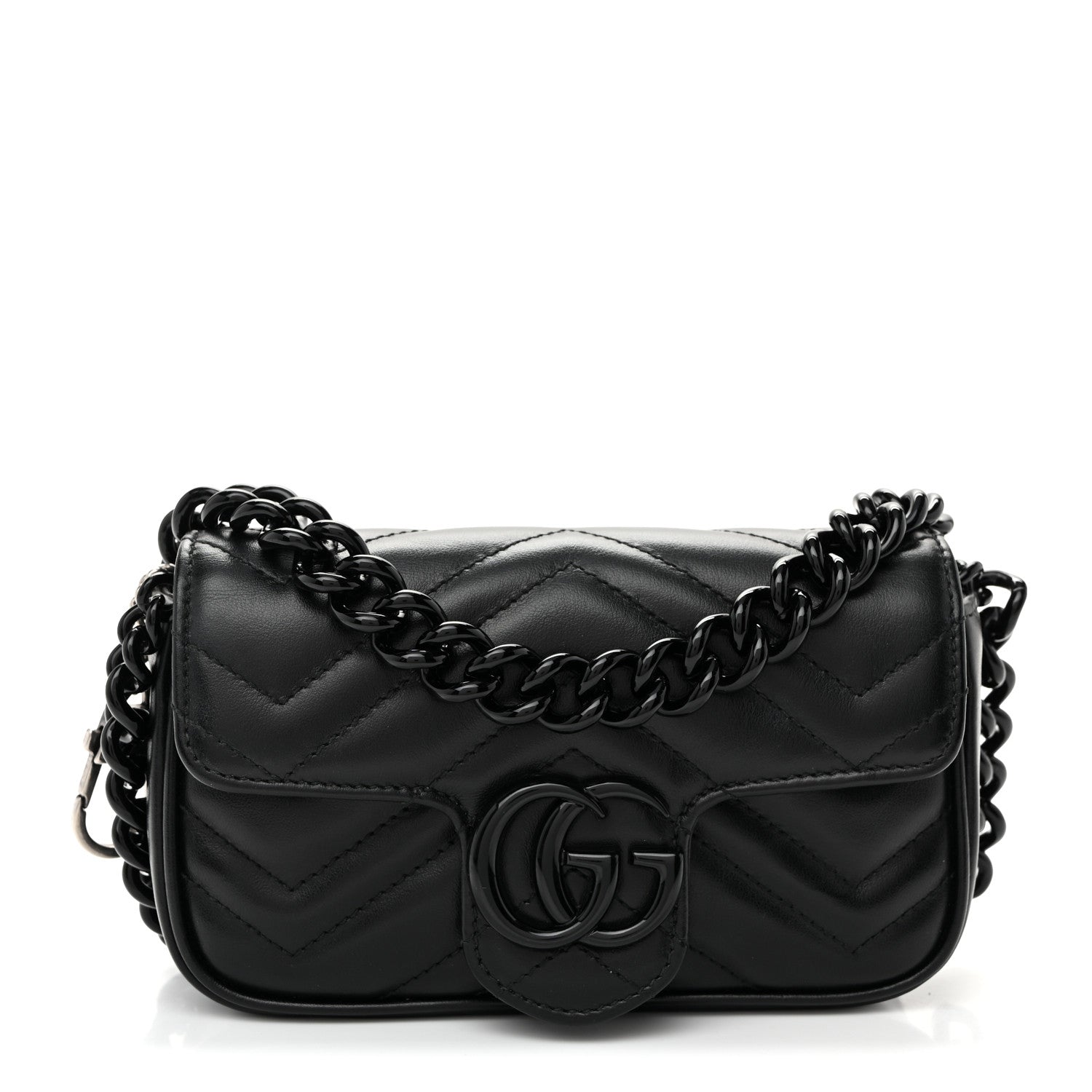 Calfskin Matelasse Monochrome GG Marmont Chain Belt Bag Black
