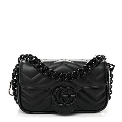 Calfskin Matelasse Monochrome GG Marmont Chain Belt Bag Black