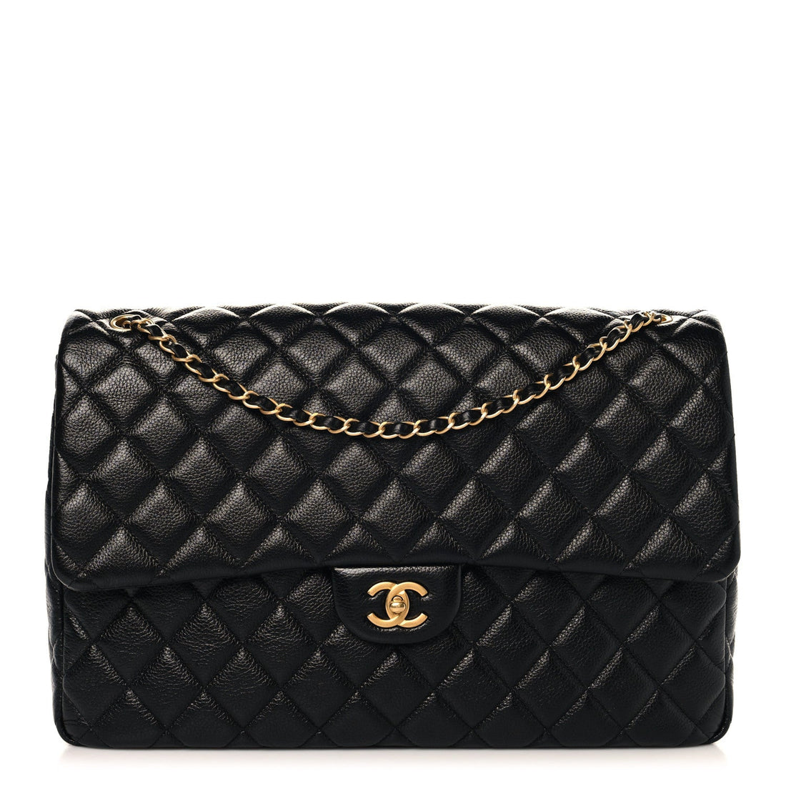 Caviar Quilted XXL Travel Flap Bag Black