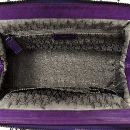 Lambskin Plisse Pleated Frame Satchel Violet Fonce