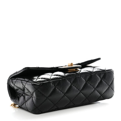 Aged Calfskin Quilted 2.55 Reissue Chain Waist Bag Black