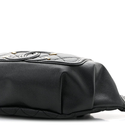 Caviar Quilted Filigree Waist Bag Black