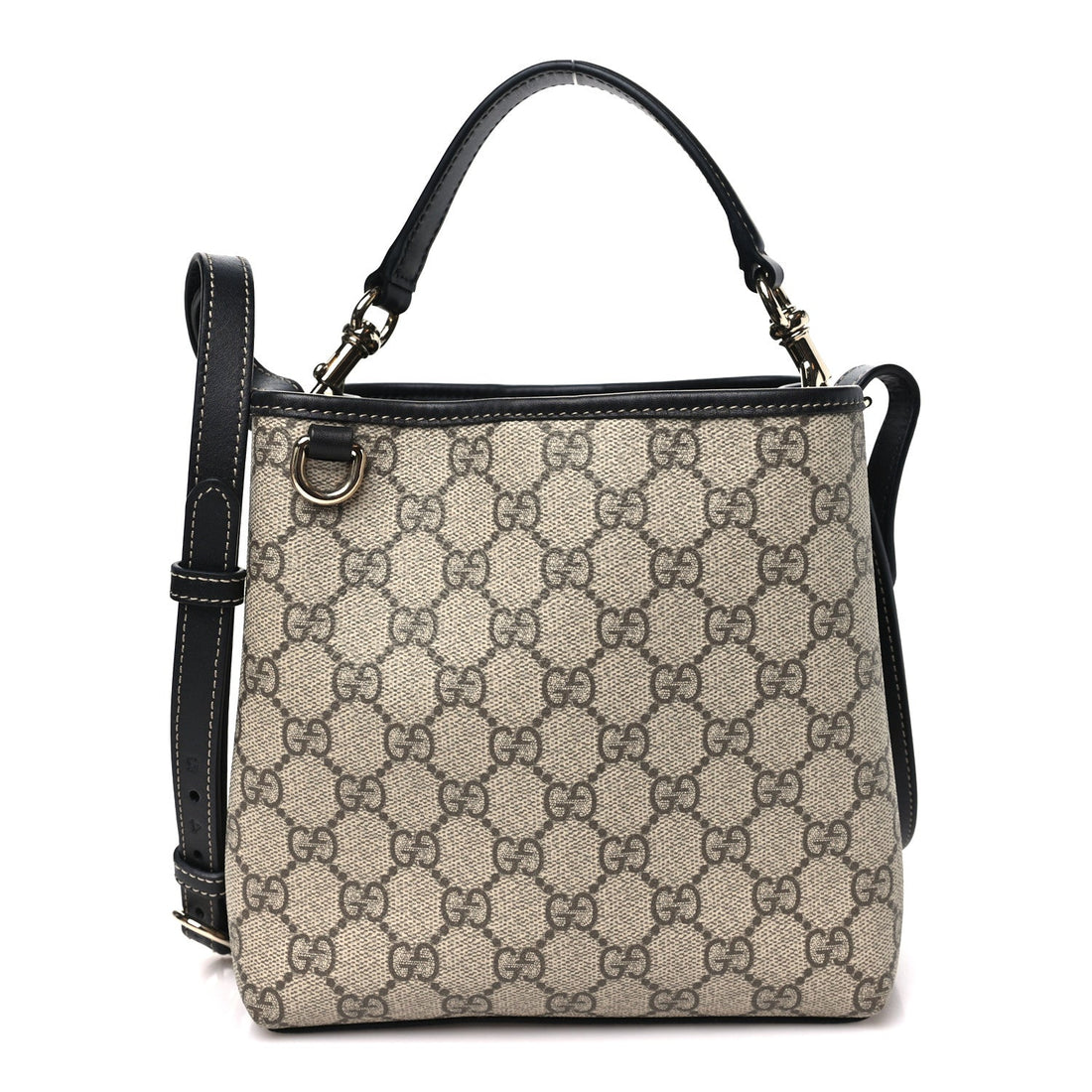 GG Supreme Monogram Emblem Mini Bucket Bag Beige Black