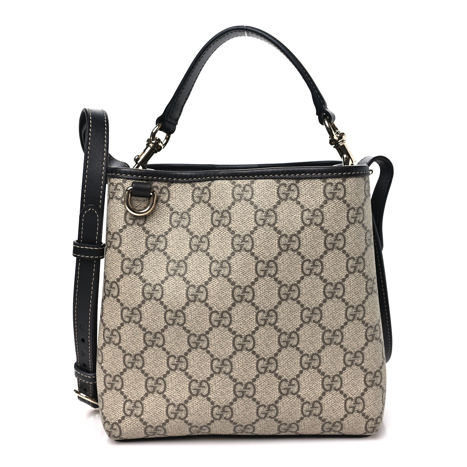 GG Supreme Monogram Emblem Mini Bucket Bag Beige Black