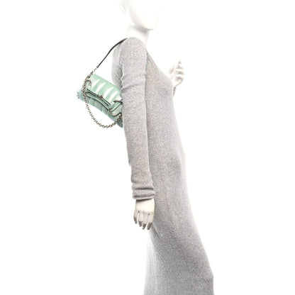 Iridescent Nappa Vertical Matelasse Small Maxi Horsebit Chain Shoulder Bag Iridescent Salvy Green