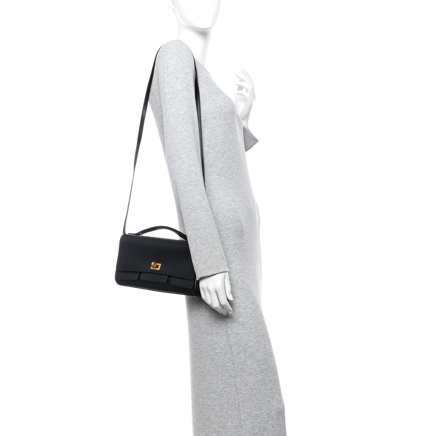 Smooth Calfskin Small Bel Air Clutch On Strap Black Black