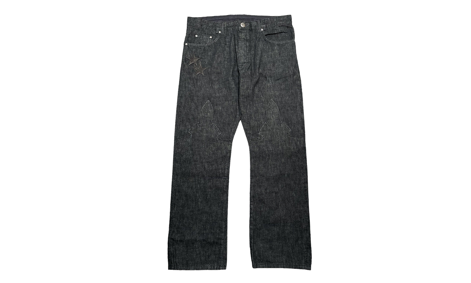 Leather Star Patch Denim Jeans "Washed Raw Denim Black" CHRM1109