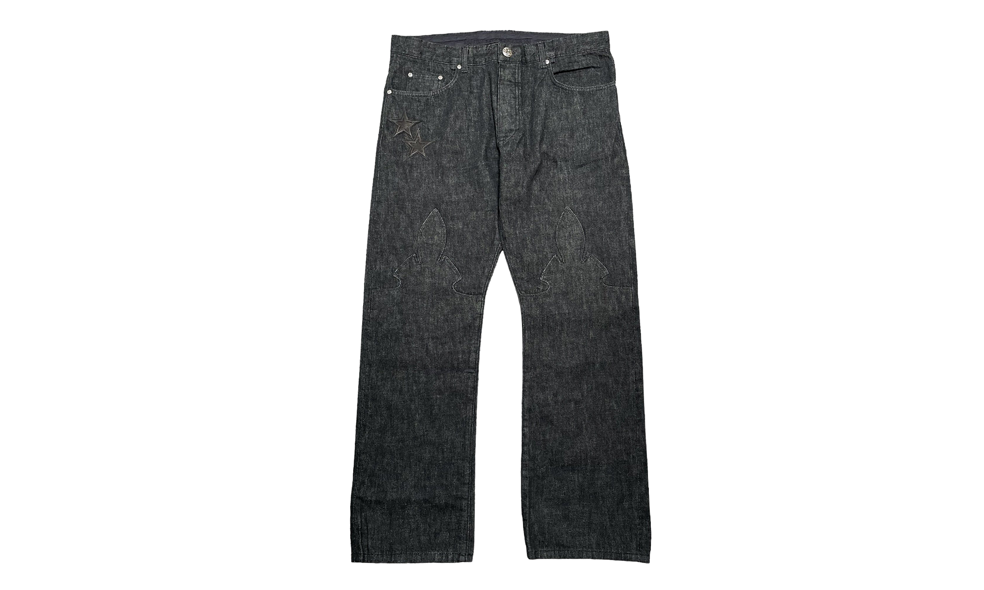 Leather Star Patch Denim Jeans "Washed Raw Denim Black" CHRM1109