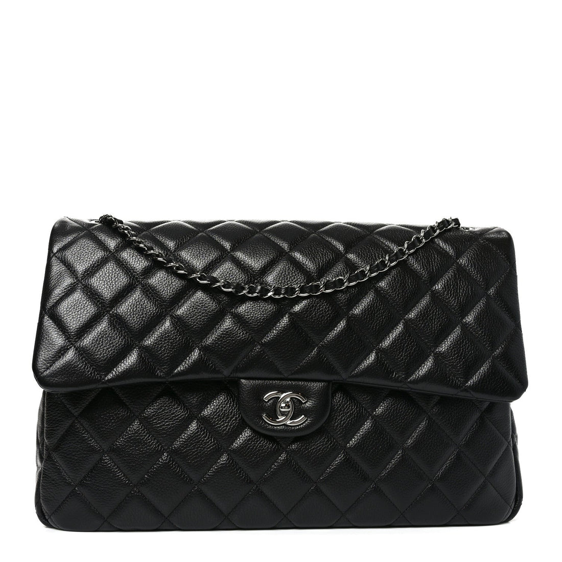 Caviar Quilted Small XXL Travel Flap Bag Black