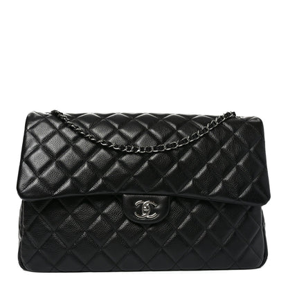 Caviar Quilted Small XXL Travel Flap Bag Black