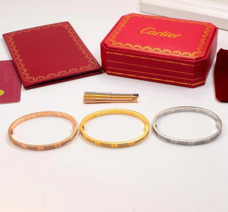 Cartier 18K Gold Plated Jewelry LOVE Bracelet yellow rose silver with Zircon✨
