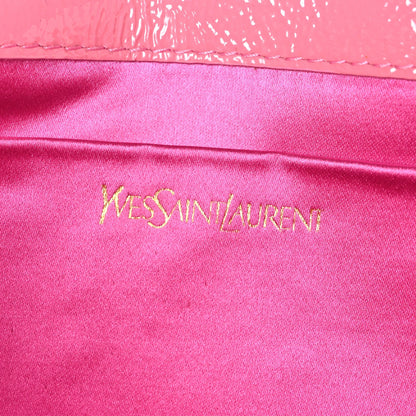 Textured Patent Large Belle De Jour Clutch Indian Pink