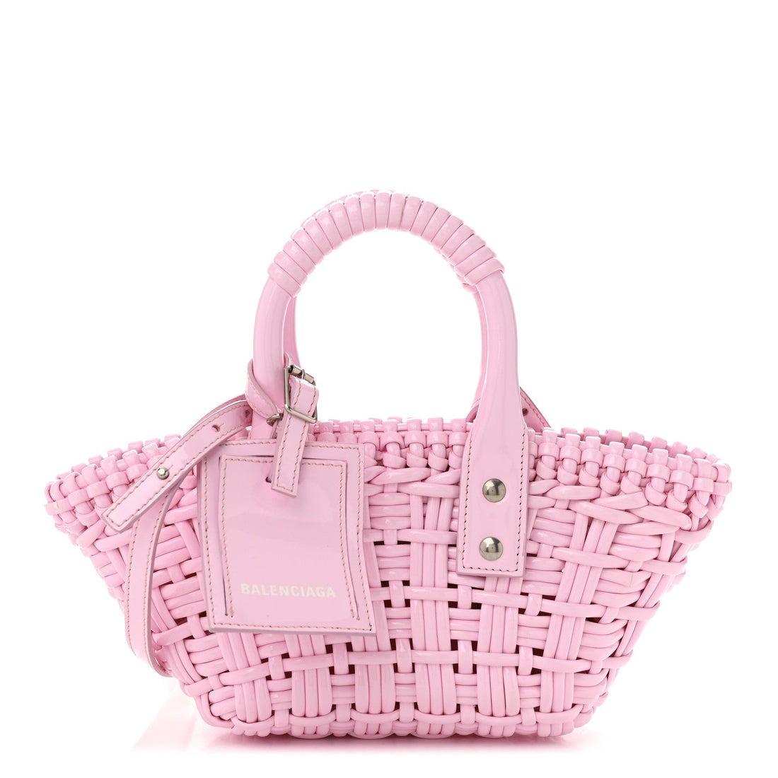 Faux Calfskin Braided Varnished XXS Bistro Basket Candy Pink