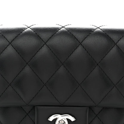 Calfskin Quilted CC Uniform Flap Belt Bag Black