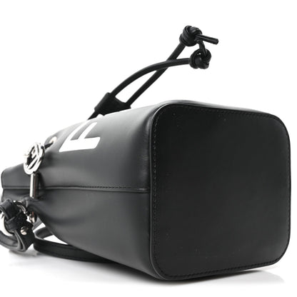 Vitello King F is Fendi Logo Embossed Mini Mon Tresor Bucket Bag Black