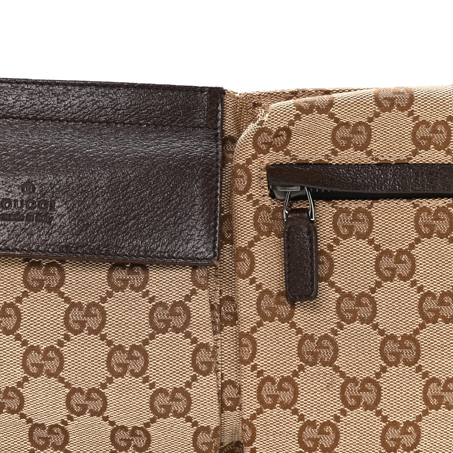 GG Monogram Double Pocket Belt Bag Dark Brown