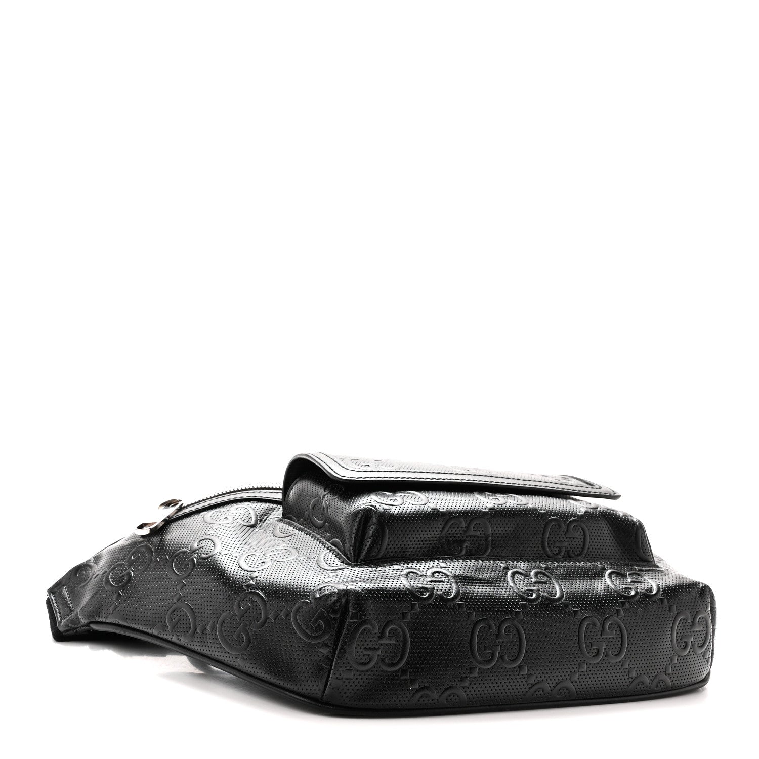 Calfskin GG Tennis Embossed Pocket Belt Bag Black