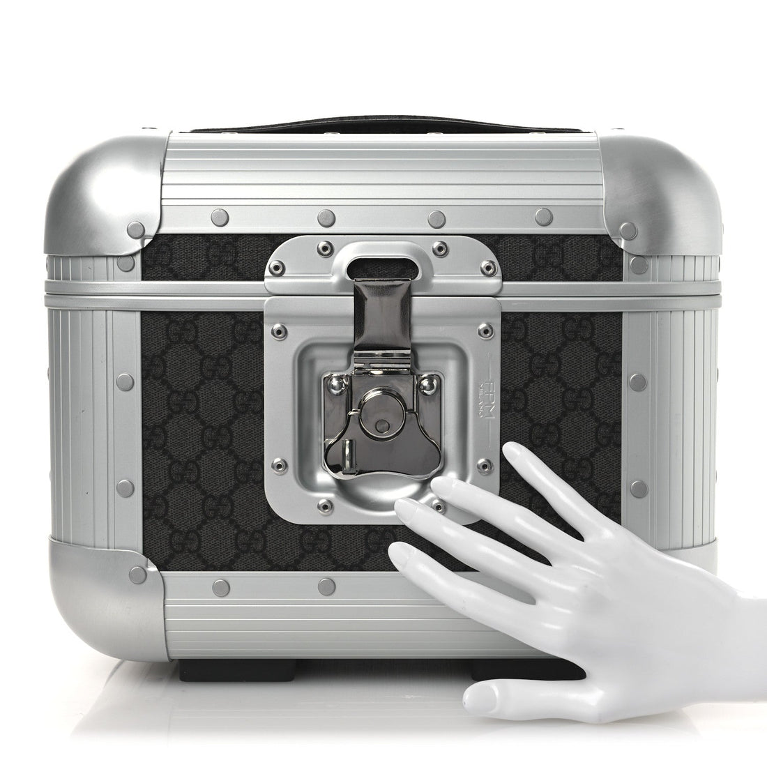 GG Supreme Monogram Aluminum Porter Beauty Case Silver