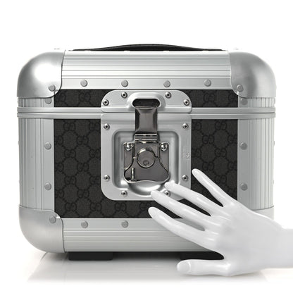 GG Supreme Monogram Aluminum Porter Beauty Case Silver