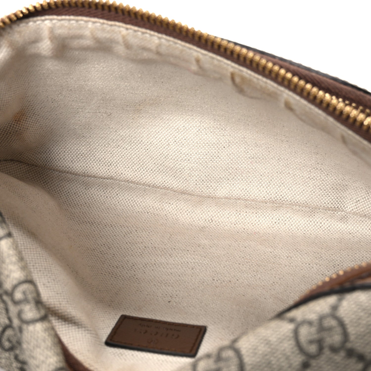 GG Supreme Monogram Textured Calfskin Retro Interlocking G Belt Bag Beige Ebony Brown Sugar