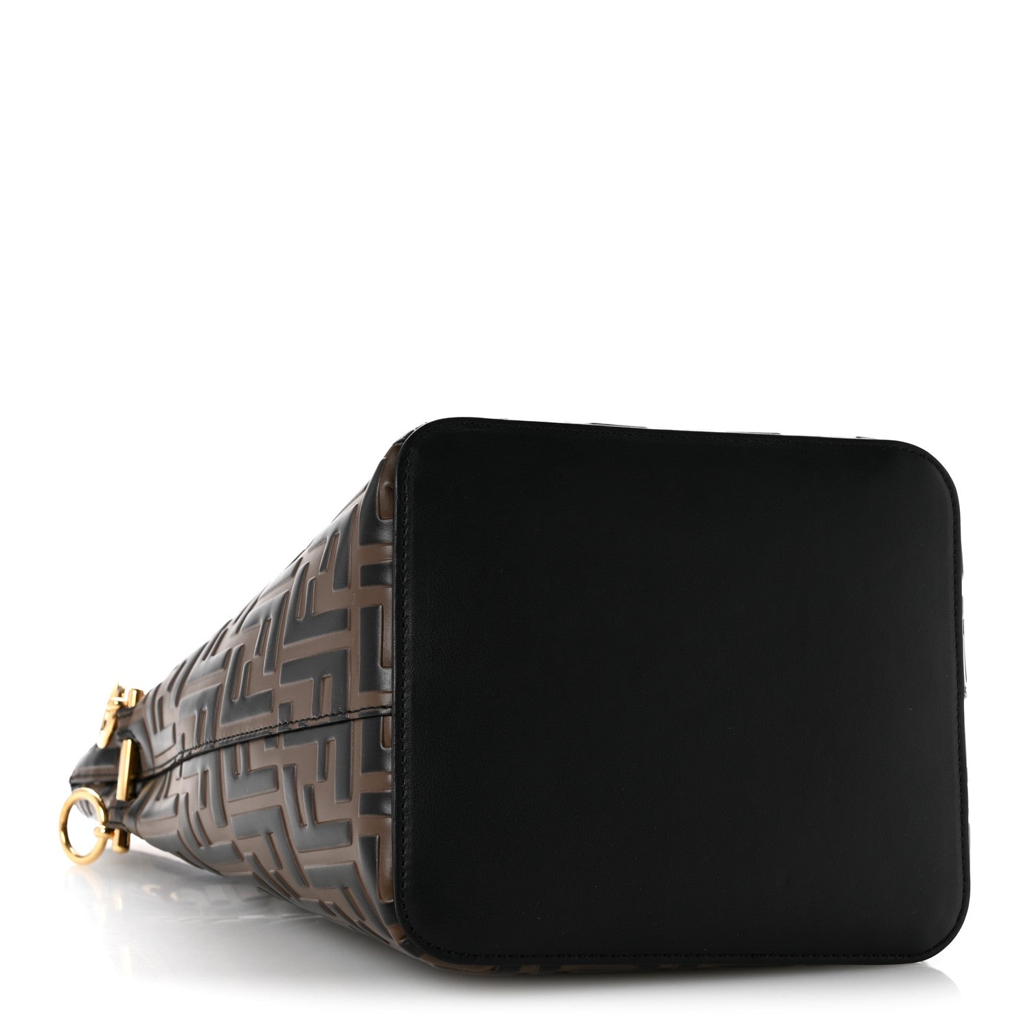 Vitello Grace F is Fendi Bi-Color FF 1974 Embossed Grande Mon Tresor Bucket Bag Maya Black Fragola