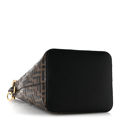 Vitello Grace F is Fendi Bi-Color FF 1974 Embossed Grande Mon Tresor Bucket Bag Maya Black Fragola