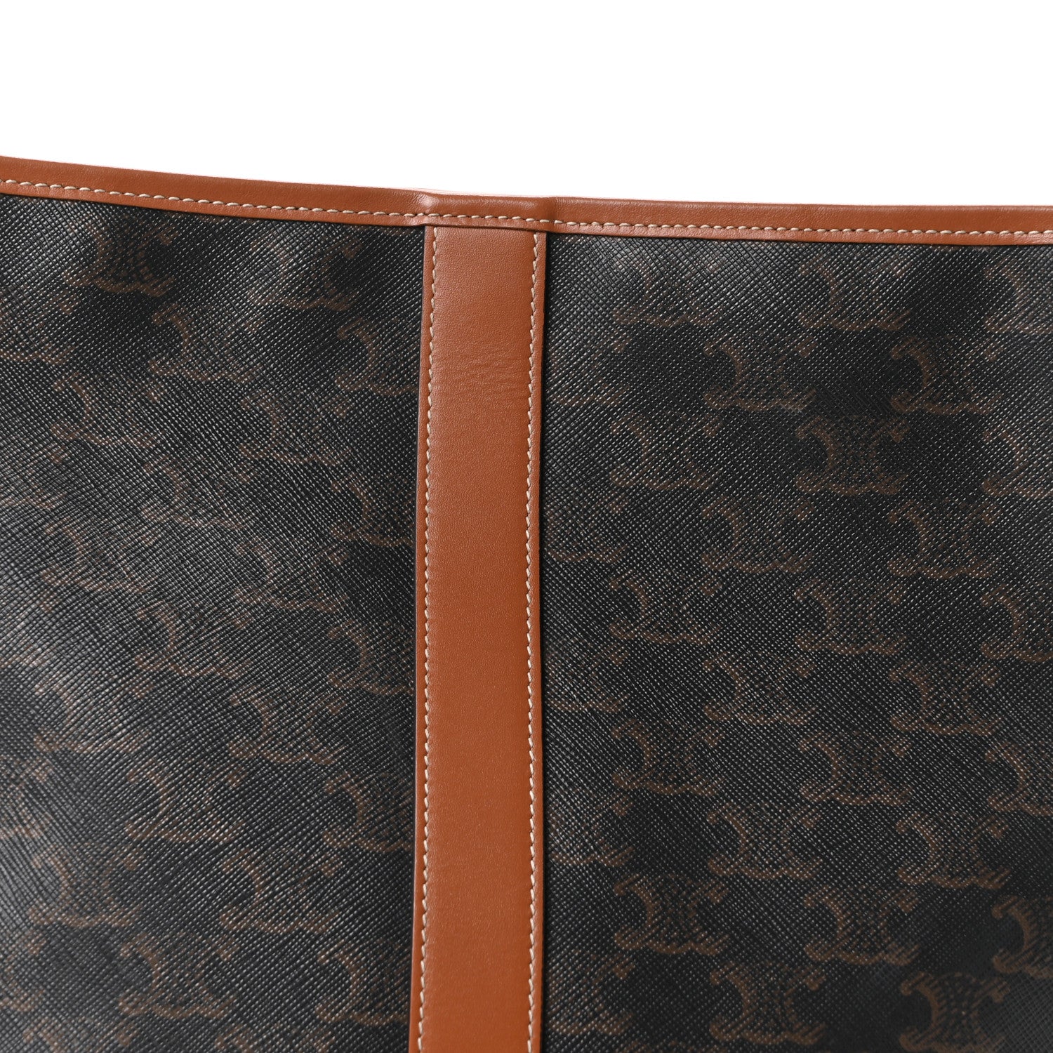 Triomphe Canvas Calfskin Medium Bucket Bag Tan
