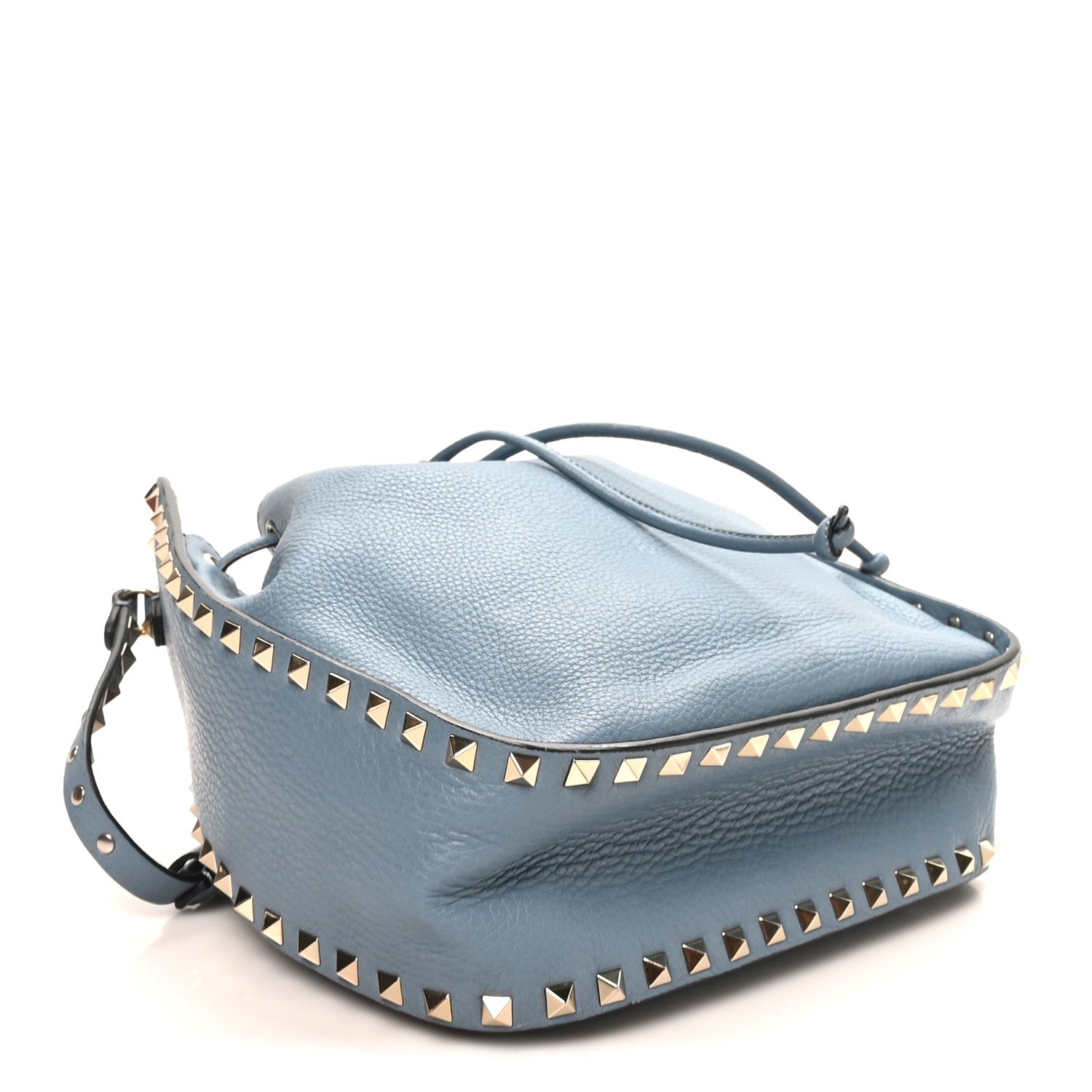 Grained Calfskin Rockstud Bucket Bag Amadeus