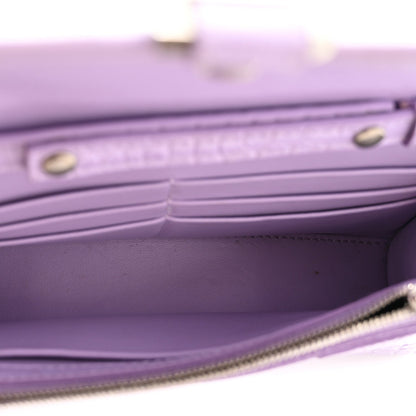 Shiny Calfskin Crocodile Embossed Hourglass Chain Bag Lilac