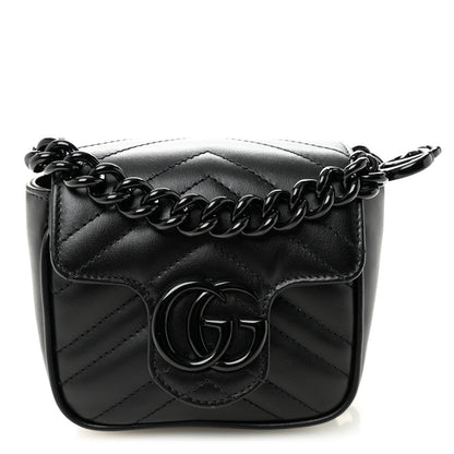 Calfskin Matelasse Monochrome GG Marmont Chain Mini Belt Bag Black