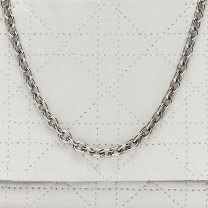 Lambskin Cannage Lady Dior Chain Clutch White