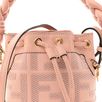 Canvas Nappa F is Fendi FF Embroidered Mini Mon Tresor Bucket Bag Baby Pink