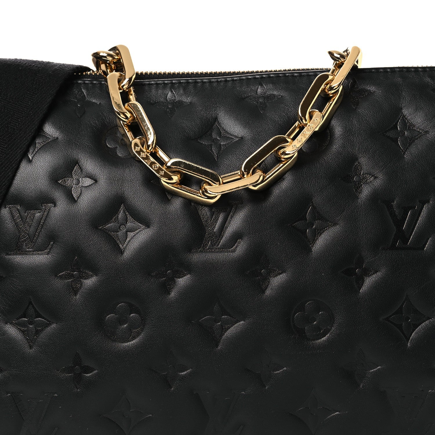 Lambskin Embossed Monogram Coussin PM Black