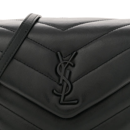 Calfskin Y Quilted Monogram Monochrome Toy Loulou Crossbody Bag Black