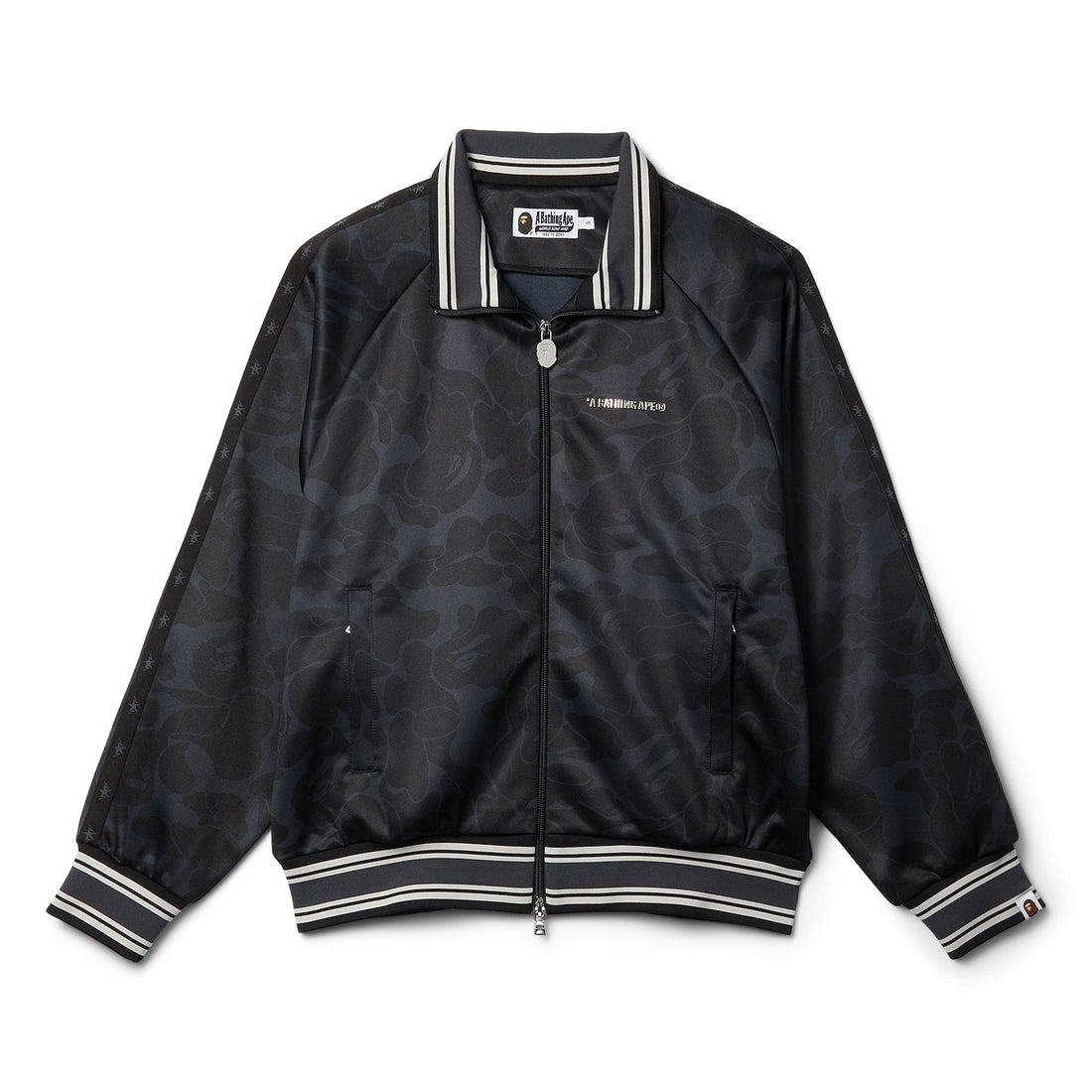 A Bathing Ape Solid Camo Bathing Ape Logo Relaxed Fit Track Jacket (Black)