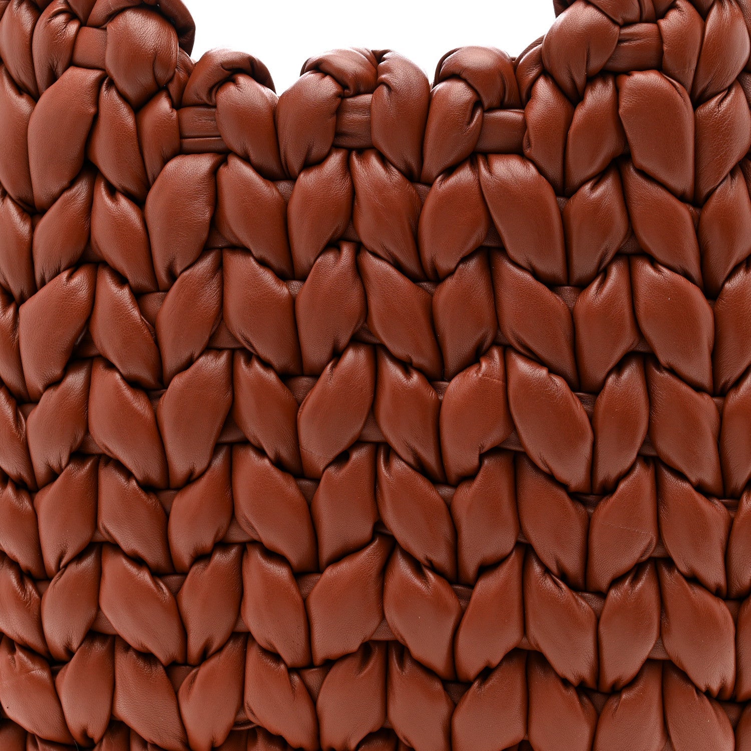 Lambskin Woven Wooden C Shoulder Bag Sepia Brown
