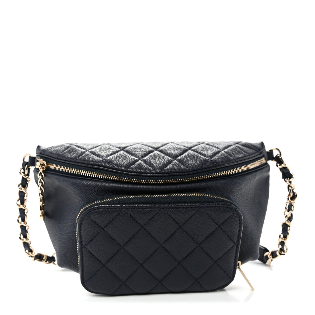 Caviar Quilted Business Affinity Waist Belt Bag Navy