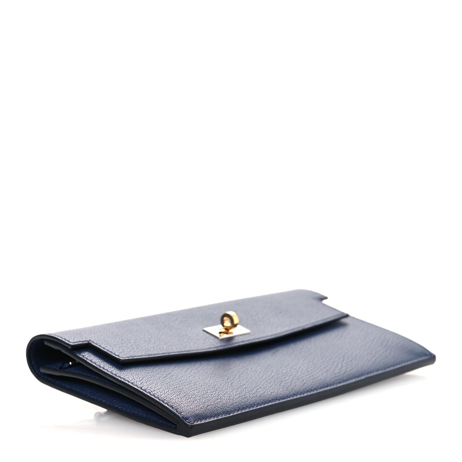 Chevre Chamkila Kelly Pocket Long Wallet Bleu Indigo
