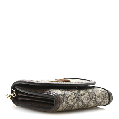 GG Supreme Monogram Textured Dollar Calfskin Blondie Chain Wallet Beige Ebony New Acero