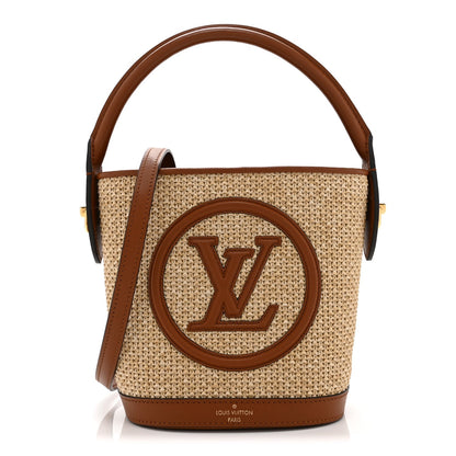Kitted Raffia Petit Bucket Caramel