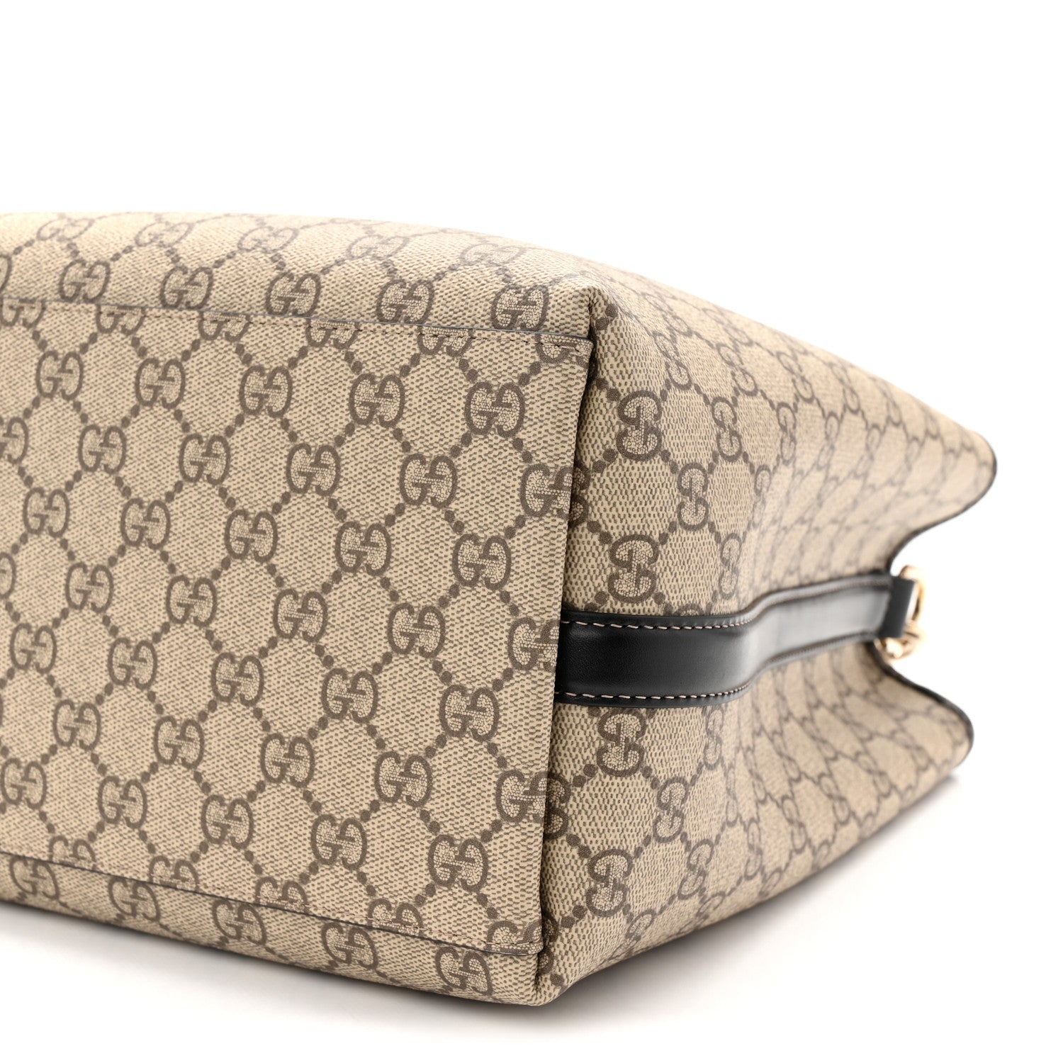 GG Supreme Monogram Medium Emblem Bucket Bag Beige Dark Brown Black